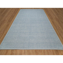 Load image into Gallery viewer, 10&#39;x14&#39; Yonder Blue, Modern Plain Decor Box Design, Loomed Knotted, Pure Wool, Soft To The Touch, Oriental Rug FWR550134