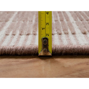 10'1"x14' Rose Pink, Modern Plain Decor Box Design, Soft To Touch, Loomed Knotted, Luxurious Wool, Oriental Rug FWR550152