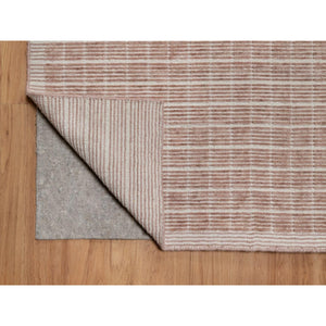 10'1"x14' Light Pink, Pure Wool, Modern Plain Decor Box Design, Soft To The Touch, Loomed Knotted, Oriental Rug FWR550170