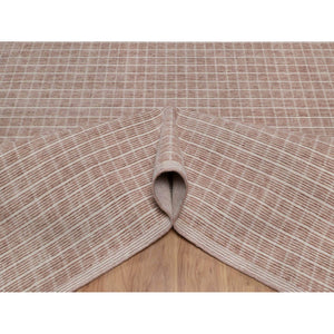 10'1"x14' Light Pink, Pure Wool, Modern Plain Decor Box Design, Soft To The Touch, Loomed Knotted, Oriental Rug FWR550170