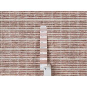 10'1"x14' Light Pink, Pure Wool, Modern Plain Decor Box Design, Soft To The Touch, Loomed Knotted, Oriental Rug FWR550170