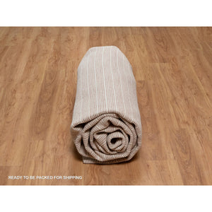 10'1"x14' Light Pink, Pure Wool, Modern Plain Decor Box Design, Soft To The Touch, Loomed Knotted, Oriental Rug FWR550170