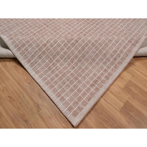 9'x12' Rose Pink, Modern Plain Decor Box Design, Soft To The Touch, Loomed Knotted, Pure Wool, Oriental Rug FWR550176