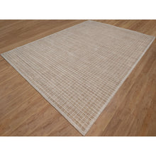Load image into Gallery viewer, 10&#39;2&quot;x14&#39; Sand Brown, Modern Plain Decor Box Design, Soft To Touch, Loomed Knotted, 100% Wool, Oriental Rug FWR550188