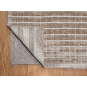 10'2"x14' Sand Brown, Modern Plain Decor Box Design, Soft To Touch, Loomed Knotted, 100% Wool, Oriental Rug FWR550188