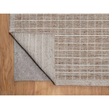 Load image into Gallery viewer, 10'2"x14' Sand Brown, Modern Plain Decor Box Design, Soft To Touch, Loomed Knotted, 100% Wool, Oriental Rug FWR550188