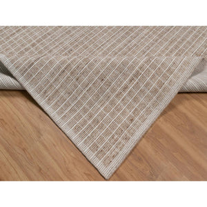 10'2"x14' Sand Brown, Modern Plain Decor Box Design, Soft To Touch, Loomed Knotted, 100% Wool, Oriental Rug FWR550188