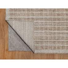 Load image into Gallery viewer, 9'x12' Sesame Brown, Modern Plain Decor Box Design, Loomed Knotted, Pure Wool, Soft To The Touch, Oriental Rug FWR550194