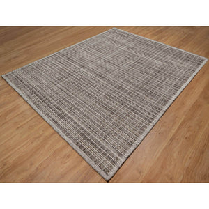 8'x10' Walnut Brown, Pure Wool, Modern Plain Decor Box Design, Soft To The Touch, Oriental Rug FWR550224