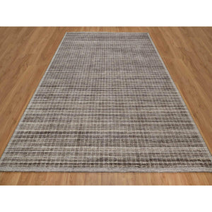 9'1"x12' Coffee Brown, Modern Plain Decor Box Design, Soft To The Touch, Loomed Knotted, Pure Wool, Oriental Rug FWR550230