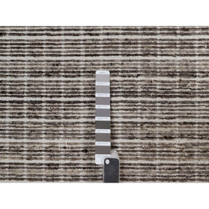 9'1"x12' Coffee Brown, Modern Plain Decor Box Design, Soft To The Touch, Loomed Knotted, Pure Wool, Oriental Rug FWR550230
