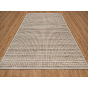 9'1"x12' Frappe Brown, Modern Plain Decor Box Design, Soft To Touch, Pure Wool, Loomed Knotted, Oriental Rug FWR550254