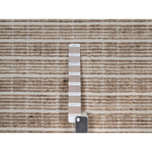9'1"x12' Frappe Brown, Modern Plain Decor Box Design, Soft To Touch, Pure Wool, Loomed Knotted, Oriental Rug FWR550254