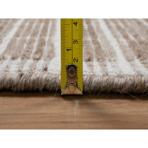 8'1"x10' Sand Brown, Modern Plain Decor Box Design, Soft To Touch, Loomed Knotted, 100% Wool, Oriental Rug FWR550260