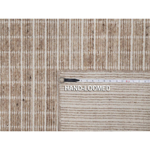 8'1"x10' Sand Brown, Modern Plain Decor Box Design, Soft To Touch, Loomed Knotted, 100% Wool, Oriental Rug FWR550260