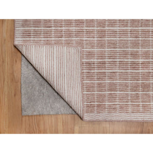 8'x10' Blush Pink, Modern Plain Decor Box Design, Soft To Touch, Luxurious Wool, Loomed Knotted, Oriental Rug FWR550266