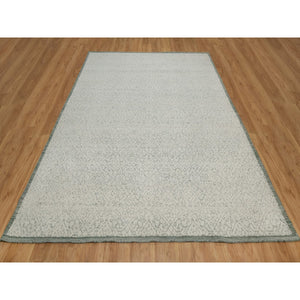 8'2"x10'2" Alabaster White, Hand Woven, Flat Weave With Textured Pile, Undyed Natural Wool, Oriental Rug FWR550296