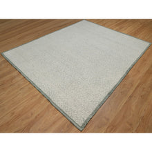 Load image into Gallery viewer, 8&#39;2&quot;x10&#39;2&quot; Alabaster White, Hand Woven, Flat Weave With Textured Pile, Undyed Natural Wool, Oriental Rug FWR550296