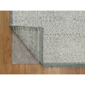 8'2"x10'2" Alabaster White, Hand Woven, Flat Weave With Textured Pile, Undyed Natural Wool, Oriental Rug FWR550296