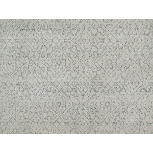8'2"x10'2" Alabaster White, Hand Woven, Flat Weave With Textured Pile, Undyed Natural Wool, Oriental Rug FWR550296