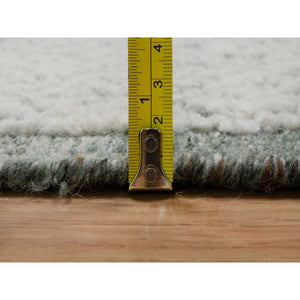 8'2"x10'2" Alabaster White, Hand Woven, Flat Weave With Textured Pile, Undyed Natural Wool, Oriental Rug FWR550296