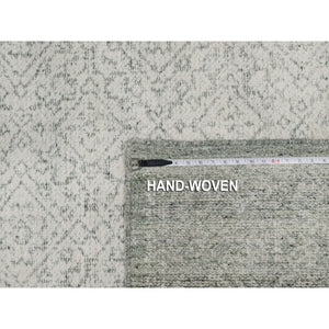 8'2"x10'2" Alabaster White, Hand Woven, Flat Weave With Textured Pile, Undyed Natural Wool, Oriental Rug FWR550296