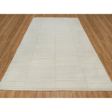 Load image into Gallery viewer, 9&#39;x12&#39; Pearl White, Flat Weave With Pile, Tone On Tone, Undyed Natural Wool, Textured, Hand Woven, Oriental Rug FWR550308