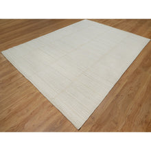 Load image into Gallery viewer, 9&#39;x12&#39; Pearl White, Flat Weave With Pile, Tone On Tone, Undyed Natural Wool, Textured, Hand Woven, Oriental Rug FWR550308