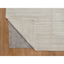 Load image into Gallery viewer, 9&#39;x12&#39; Pearl White, Flat Weave With Pile, Tone On Tone, Undyed Natural Wool, Textured, Hand Woven, Oriental Rug FWR550308