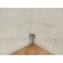Load image into Gallery viewer, 9&#39;x12&#39; Pearl White, Flat Weave With Pile, Tone On Tone, Undyed Natural Wool, Textured, Hand Woven, Oriental Rug FWR550308