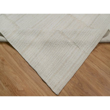 Load image into Gallery viewer, 9&#39;x12&#39; Pearl White, Flat Weave With Pile, Tone On Tone, Undyed Natural Wool, Textured, Hand Woven, Oriental Rug FWR550308