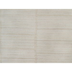 9'x12' Pearl White, Flat Weave With Pile, Tone On Tone, Undyed Natural Wool, Textured, Hand Woven, Oriental Rug FWR550308