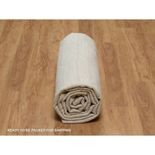 Load image into Gallery viewer, 9&#39;x12&#39; Pearl White, Flat Weave With Pile, Tone On Tone, Undyed Natural Wool, Textured, Hand Woven, Oriental Rug FWR550308
