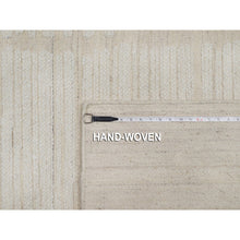 Load image into Gallery viewer, 9&#39;x12&#39; Pearl White, Flat Weave With Pile, Tone On Tone, Undyed Natural Wool, Textured, Hand Woven, Oriental Rug FWR550308
