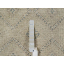 Load image into Gallery viewer, 9&#39;x12&#39; Bone White, Zero Pile, Box Design With Repetitive Triangle Tribal Motifs, Hand Knotted, 100% Wool, Oriental Rug FWR550320