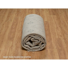 Load image into Gallery viewer, 9&#39;x12&#39; Bone White, Zero Pile, Box Design With Repetitive Triangle Tribal Motifs, Hand Knotted, 100% Wool, Oriental Rug FWR550320