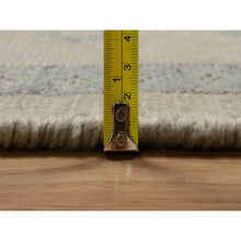 Load image into Gallery viewer, 9&#39;x12&#39; Bone White, Zero Pile, Box Design With Repetitive Triangle Tribal Motifs, Hand Knotted, 100% Wool, Oriental Rug FWR550320