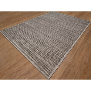 10'x14' Coffee Brown, Pure Wool, Modern Plain Decor Box Design, Soft To Touch, Loomed Knotted, Oriental Rug FWR550326