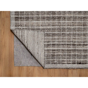 10'x14' Coffee Brown, Pure Wool, Modern Plain Decor Box Design, Soft To Touch, Loomed Knotted, Oriental Rug FWR550326