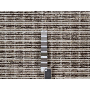 10'x14' Coffee Brown, Pure Wool, Modern Plain Decor Box Design, Soft To Touch, Loomed Knotted, Oriental Rug FWR550326