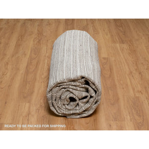 10'x14' Coffee Brown, Pure Wool, Modern Plain Decor Box Design, Soft To Touch, Loomed Knotted, Oriental Rug FWR550326