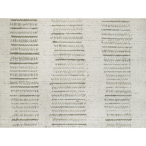 2'5"x8' Papyrus White, Hand Woven, Flat Weave With Textured Pile, Undyed Natural Wool, Runner, Oriental Rug FWR550338