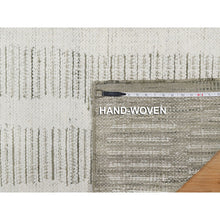 Load image into Gallery viewer, 2&#39;5&quot;x8&#39; Papyrus White, Hand Woven, Flat Weave With Textured Pile, Undyed Natural Wool, Runner, Oriental Rug FWR550338