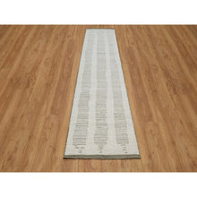 Load image into Gallery viewer, 2&#39;6&quot;x11&#39;10&quot; Alabaster White, Flat Weave With Pile, Hand Woven, Textured, Undyed Natural Wool, Runner, Oriental Rug FWR550344