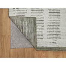 Load image into Gallery viewer, 2&#39;6&quot;x11&#39;10&quot; Alabaster White, Flat Weave With Pile, Hand Woven, Textured, Undyed Natural Wool, Runner, Oriental Rug FWR550344
