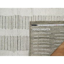 Load image into Gallery viewer, 2&#39;6&quot;x11&#39;10&quot; Winter White, Undyed Natural Wool, Hand Woven, Flat Weave With Textured Pile, Runner, Oriental Rug FWR550350