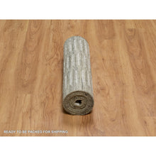 Load image into Gallery viewer, 2&#39;6&quot;x10&#39; Pearl White, Hand Woven, Flat Weave With Textured Pile, Undyed Natural Wool, Runner, Oriental Rug FWR550356