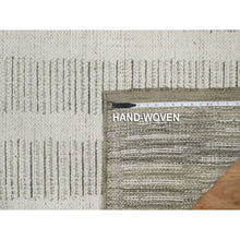 Load image into Gallery viewer, 2&#39;6&quot;x10&#39; Pearl White, Hand Woven, Flat Weave With Textured Pile, Undyed Natural Wool, Runner, Oriental Rug FWR550356