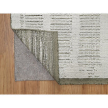 Load image into Gallery viewer, 2&#39;6&quot;x10&#39; Papyrus White, Hand Woven, Flat Weave With Textured Pile, Undyed Natural Wool, Runner, Oriental Rug FWR550362
