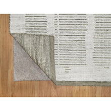 Load image into Gallery viewer, 8&#39;x10&#39; Alabaster White, Hand Woven, Flat Weave With Textured Pile, Undyed Natural Wool, Oriental Rug FWR550374
